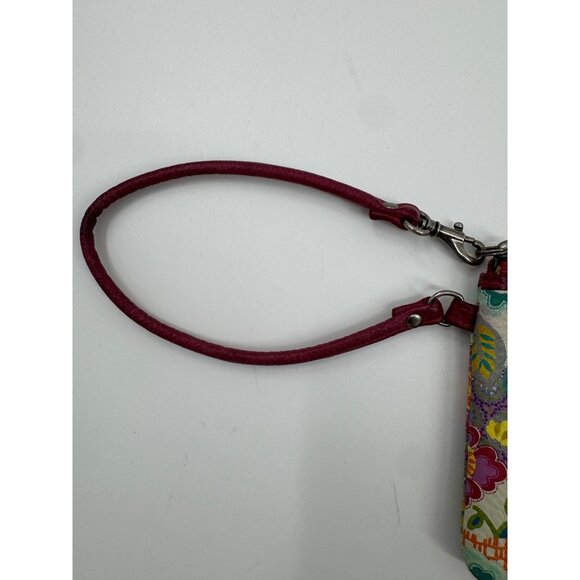 Fossil Floral Print Wristlet Wallet With Red Strap & Zipper Closure - Picture 3 of 13